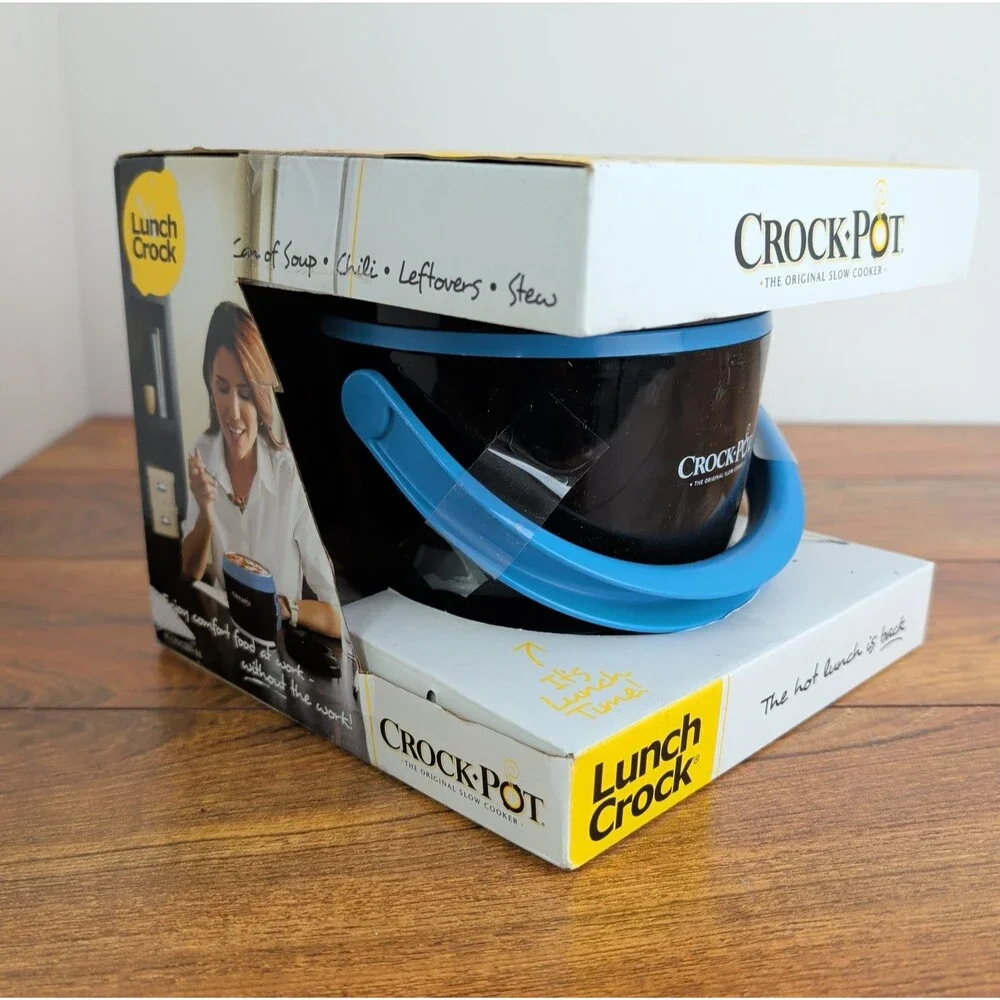 Crock-Pot Lunch Crock Food Warmer Blue Black 20 Oz Heat Travel Carry Slow Cooker
